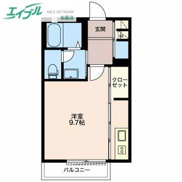 ルミエール泰山 A棟(ワンルーム/1階)の間取り写真