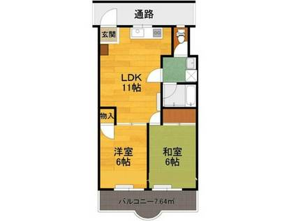 CASA YAMANA A(2LDK/1階)の間取り写真