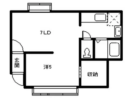 メンズ高輪(1DK/1階)の間取り写真