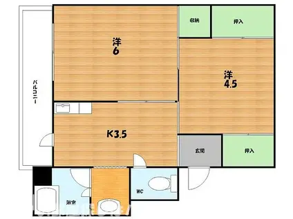 ビレッジハウス 招提(2K/2階)の間取り写真