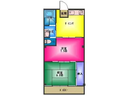 コーポラグジュリー(2DK/2階)の間取り写真