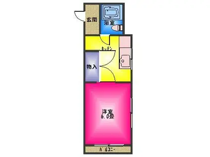 内田店舗(1K/2階)の間取り写真