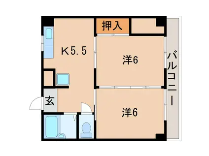 ミナミコーポ(2DK/1階)の間取り写真