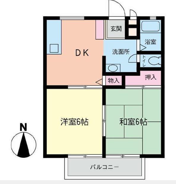 ハイムわかば(2DK/2階)の間取り写真