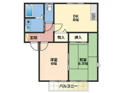 ファミールハピネス(2DK/2階)の間取り写真