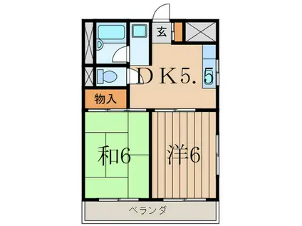 モンルポ(2DK/1階)の間取り写真