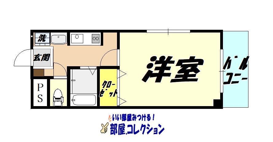 オークハイム(1K/3階)の間取り写真