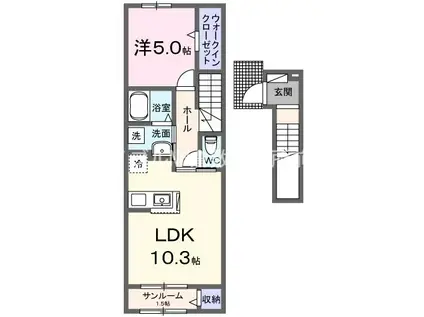 コンフォート神田 B(1LDK/2階)の間取り写真
