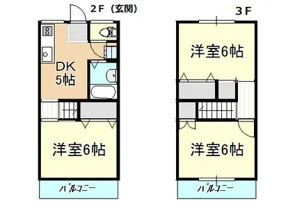 サンハイツKATAYAMA(3DK/2階)の間取り写真