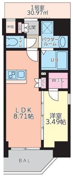 サムティ京橋CLEAR(1LDK/12階)の間取り写真