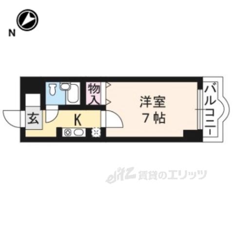 リバーロードタカノ(1K/4階)の間取り写真