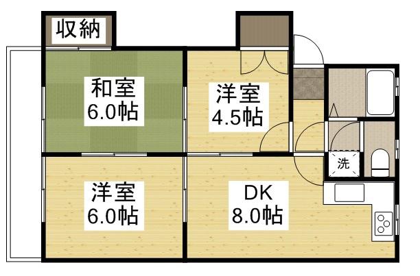 コーポ藤田(3DK/1階)の間取り写真