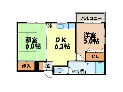アミティI(2DK/2階)の間取り写真
