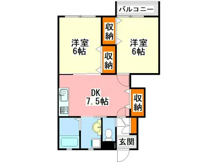 MIKIHOUSEI(2DK/1階)の間取り写真