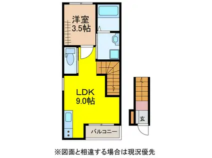 エアリア多良見中里(1LDK/2階)の間取り写真