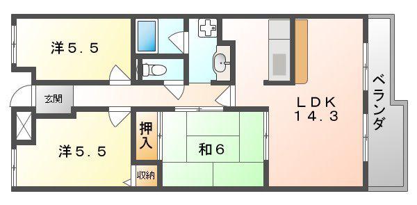 リバージュⅡ(3LDK/4階)の間取り写真