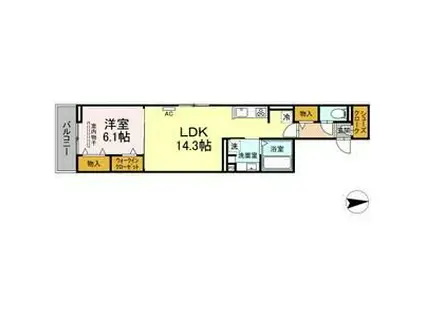 CIEL太閤通(1LDK/1階)の間取り写真