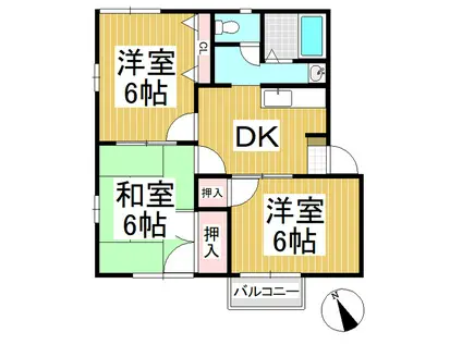 タウニィトミタケ B棟(3DK/2階)の間取り写真