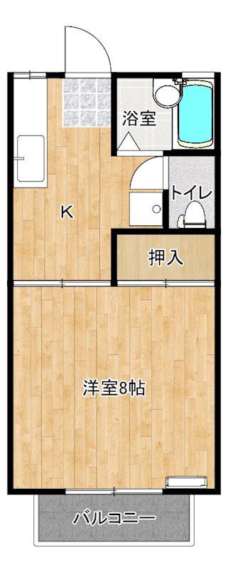 メイプルハイツ(1K/1階)の間取り写真