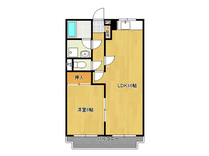 ファミーユ元吉田(1LDK/3階)の間取り写真