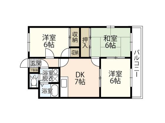 第7森本ビル(3LDK/1階)の間取り写真