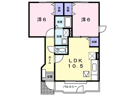 モルティII(2LDK/1階)の間取り写真