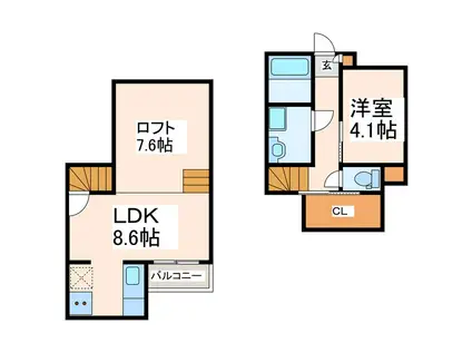 ADC新水前寺イリス(1LDK/2階)の間取り写真