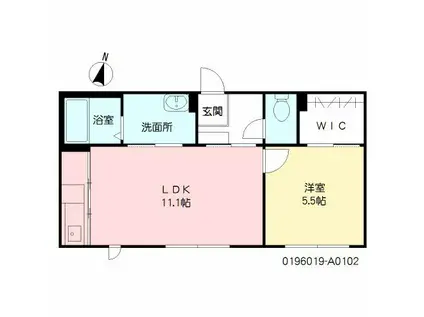 ベルカントさくら A棟(1LDK/1階)の間取り写真