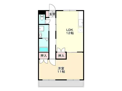 ハナトピア(1LDK/2階)の間取り写真