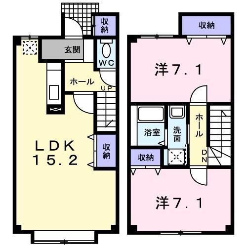 プラシード(2LDK/1階)の間取り写真