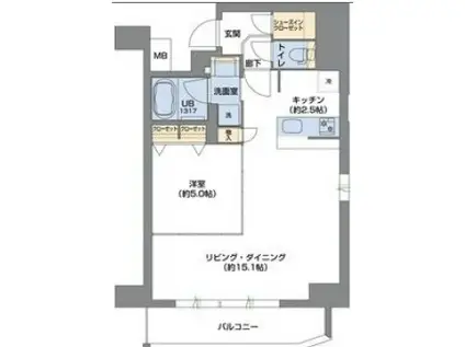 METROSA谷町六丁目サウス(1LDK/12階)の間取り写真