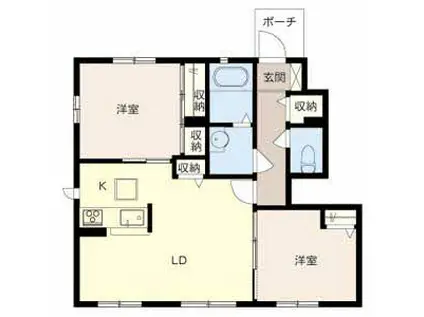 ボヌール英賀B(2LDK/1階)の間取り写真