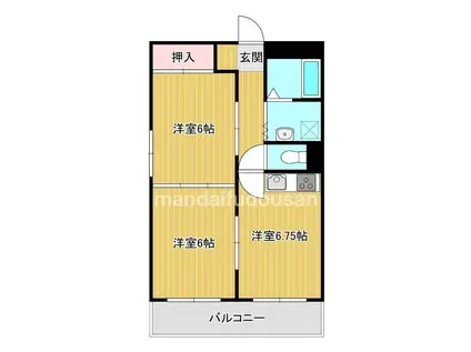 サンライズ平江(2DK/2階)の間取り写真