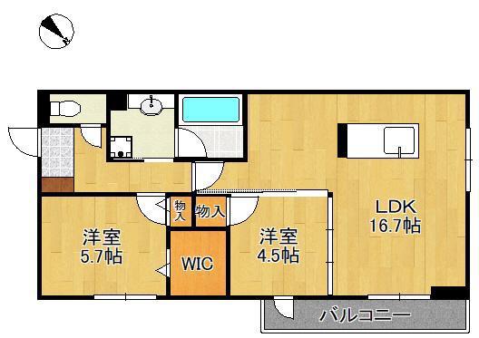 D-ROOM浅生(2LDK/3階)の間取り写真