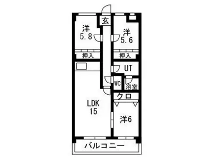 鴻ノ巣ヒルズビル(3LDK/6階)の間取り写真