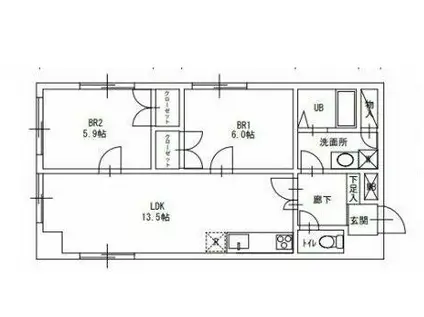 シティライフ赤塚(2LDK/5階)の間取り写真