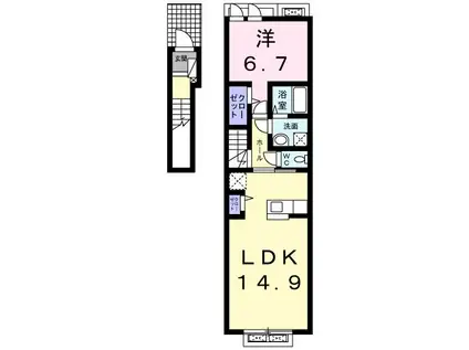 コンフォールII(1LDK/2階)の間取り写真