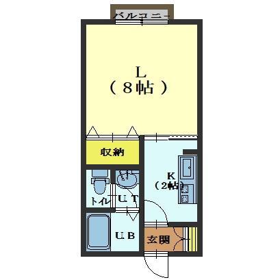 ソレイユSII(1K/2階)の間取り写真