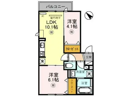 リュヌ・ブランシュ(2LDK/2階)の間取り写真