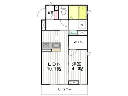 エスポワール宮千代(1LDK/1階)の間取り写真