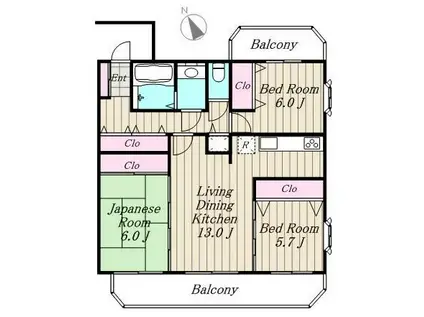 イイダアネックス2(2LDK/3階)の間取り写真