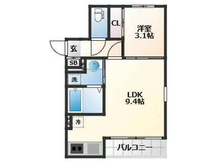 ソルテ二軒茶屋(1LDK/2階)の間取り写真