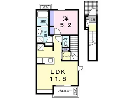 ビバリーヒルズ(1LDK/2階)の間取り写真