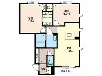 プロヌーブ・M(2LDK/1階)の間取り写真