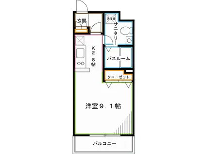 栗山ヴィレッジ(1K/3階)の間取り写真