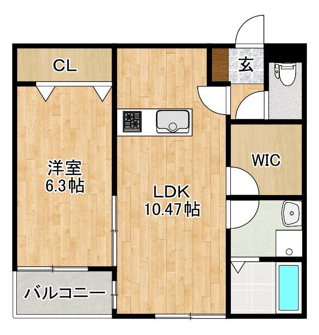 L-BLOOM御井(1LDK/1階)の間取り写真