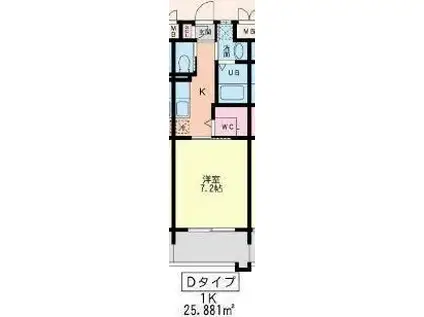 ウィングス重住(1K/8階)の間取り写真