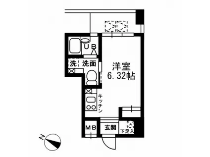 レジディア三越前(ワンルーム/9階)の間取り写真