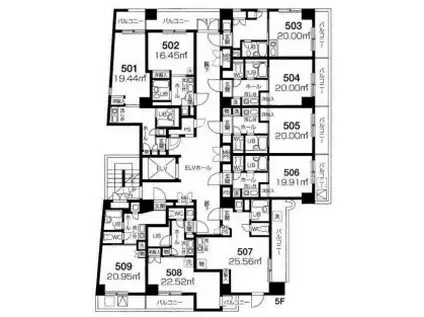 エスパシオ(ワンルーム/5階)の間取り写真