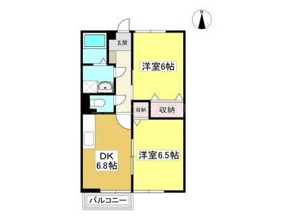 サンヒルズ蔵屋敷B(2DK/1階)の間取り写真